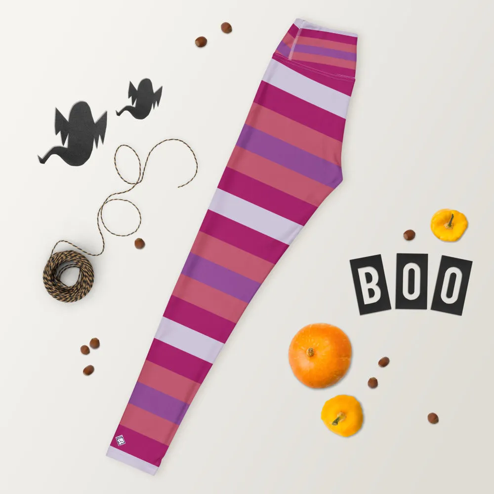 Women's High Waist Striped Mulberry Leggings Tights